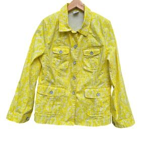 Cabi Womens Yellow White Floral Button Front Utility Jacket Size‎ Large